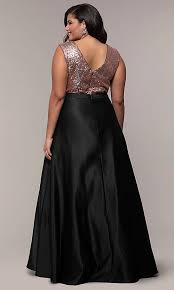Long Plus Size Sequin Bodice Formal Satin Dress Cocktail Dresses With Sleeves Plus Size Black Dresses Formal Dresses With Sleeves