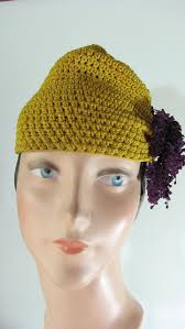 1930s Mustard Color Crocheted Cloche