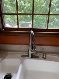 Moen 33 x 22 stainless steel 20 gauge double bowl drop in kitchen sink. Stableton Spot Resist Stainless One Handle High Arc Pulldown Kitchen Faucet 87161srs Moen