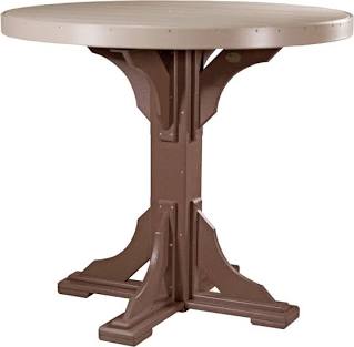 LuxCraft Deluxe Poly 48″ Elevated Circular Pedestal Bistro Table Assembly, AI generated