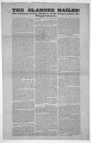 The slander nailed! The testimony of four ministers of the gospel against  Mr. Whipple's slanders. To the people of Rhode Island. ... Providence, Oct.  30th, 1852.