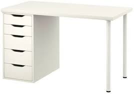 Amazon Com Ikea Linnmon Computer Table With Drawers White 47 1 4x23 5 8 47 Inch Furniture Decor Writing computer desk with 2 storage drawers for home office,modern laptop pc table workstation, vanity table（grey）.