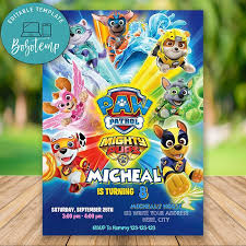 Editable Superhero Paw Patrol Birthday Invitations Instant Downlo Paw Patrol Birthday Invitations Paw Patrol Party Invitations Paw Patrol Birthday