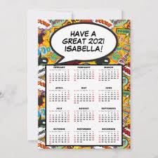 Comic Book Pop Art Speech Bubble 2021 Calendar Card Zazzle Com In 2020 Print Calendar 2021 Calendar Simple Planner