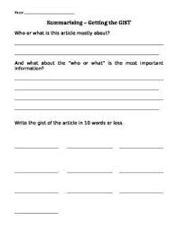 Getting The Gist Summarizing Summarize Main Idea Graphic Organizers