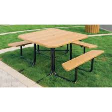 3 Seat 48 Inch Square Ada Table Cedar Recycled Plastic Table Recycled Plastic Seating
