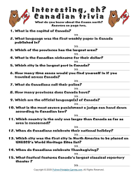 Free exam questions and answers for 8th grade Easy Canadian Trivia Printable Quiz Questions And Answers