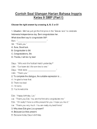 Soal try out bahasa indonesia kelas 9 dan kunci jawaban. Soal Ulangan Harian Bahasa Inggris Kelas 9 Komodo Dragon Leisure