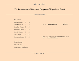 The Descendants of Benjamin Conger and Experience Foord