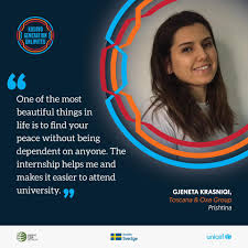 Det blir ett nytt prov för det. Meet Gjeneta Kujtesa Etika Sherife Unicef Kosovo Programme Facebook