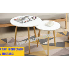 The coffee table and side table have an attractive and airy feel that will blend into your décor be it in the living room, family room, den, or sunroom. Round Coffee Table Set Side Table Set 2 In 1 Set Living Room Bedroom Shopee Malaysia