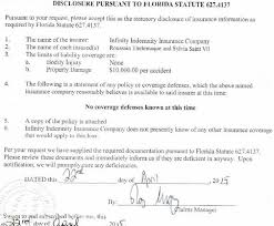 Employees at infinity insurance have reported receiving these benefits. Do Insurers Have To Disclose Insurance Limits Florida Statute 627 4137