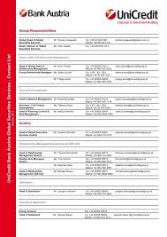 Browse our range of everyday banking and savings accounts, credit cards and loan products. Unicredit Bank Austria Gss Contact List Pdf Custody Unicredit