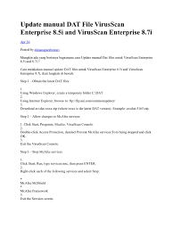 Download mcafee superdat update 10145 free. Update Manual Dat File Virusscan Enterprise 8 Pdf