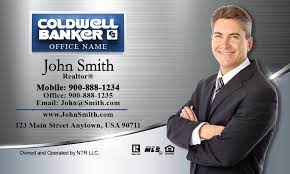 Card stock with matte finish. Silver Stainless Coldwell Banker Business Card With Photo Design 104391