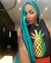 Black And Rainbow Jumbo Box Braids Pin For Later 16 Colorful Box Braids To Inspire Your Next Protective Hairstyle Colored Box Braids Hair Styles Box Braids