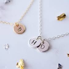 Mini Disc Initial Charm Necklace Handmade Disc Necklace In Silver Or Gold Hand Stamped Initial Necklace Delicate Gold Disc Necklace