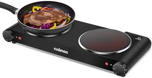 Single burner portable electric cooktops are very portable and they can fit in areas with very little counter space. Amazon Com Cusimax Portable Electric Stove 1800w Infrared Double Burner Heat Up In Seconds 7 Inch Ceramic Glass Double Hot Plate Cooktop For Dorm Office Home Camp Compatible W All Cookware Upgraded Version Kitchen