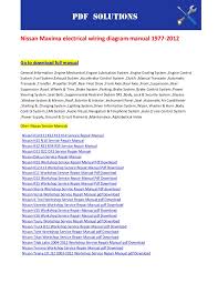 Need fuse box diagram for 1997 nissan maxima 1997 nissan maxima. Nissan Maxima Electrical Wiring Diagram Manual 1977 2012
