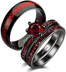 Amazing Offer On Gy Jewelry Two Rings His Hers Wedding Ring Sets Couples Rings Women S 2pc Black Gold Filled Red Agate Cubic Zirconia Wedding Engagement Ring Bridal Sets Men S Tungsten Carbide