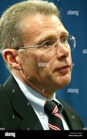 John Monaghan, deputy district attorney for Los Angeles County, and the  lead prosecutor, speaks during a news conference after a private clemency  hearing with California Governor Arnold Schwarzenegger in the case of