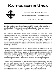 Liebster gott, wenn werd ich sterben? Pfarrnachrichten 2020 12 Pastoralverbund Unna