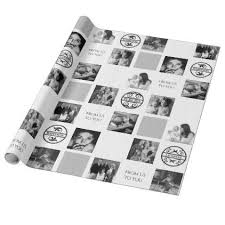 Birthday Black And White Wrapping Paper Family Six Photo Custom Black White Wrapping Paper Zazzle Com In 2020 White Wrapping Paper Custom Wrapping Paper Birthday Wrapping Paper