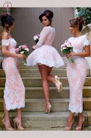 Short A Line V Neck Tulle Appliques Lace Long Sleeve Unique Bridesmaid Dresses Kpb0023 In 2020 Peach Bridesmaid Dresses Long Sleeve Lace Bridesmaid Dresses Unique Bridesmaid Dresses