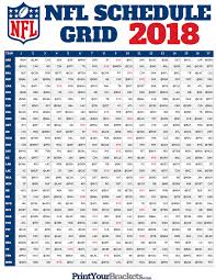 The national football league is a professional american football league. Nfl Full Season Schedule Grid 2018 Nfl Game Schedule Nfl Nfl Football Schedule