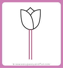 Punch a hold in the center of the folded flower with your hole punch. How To Draw A Tulip For Kids Easy Step By Step Tutorial Step By Step Drawing Easy Flower Drawings Drawing For Kids