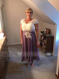 Us 143 00 A Line V Neck Tea Length Chiffon Lace Mother Of The Bride Dress Jj S House Bride Dress Mother Of The Bride Dresses Chiffon Lace