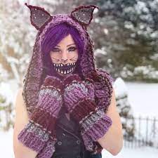 Go on to discover millions of awesome videos and pictures in thousands of other categories. Complete Cheshire Cat Costume Beyond Wonderland Knit Hood Etsy Festival Outfits Rave Outfits Knitted Hood