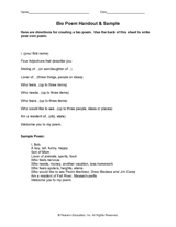 Maybe you would like to learn more about one of these? Bio Poem Handout Printable Creative Writing Activity Teachervision