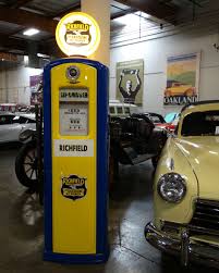 vintage richfield gas pump on display at crevier classic cars old gas pumps gas pumps petrol station pinterest