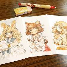 けもみみちゃんたちを3人できました この子達は7月のメルメリィで販売します anime kỹ thuật mau nước dễ thương