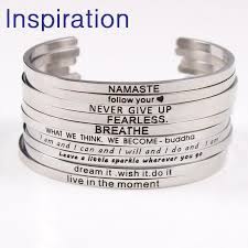 Positive Inspirational Quote Stainless Steel Bangle Bracelet 3 Stainless Steel Bangles Inspirational Bracelets Mantra Bracelet