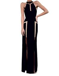 Mesh Panel Maxi Dress