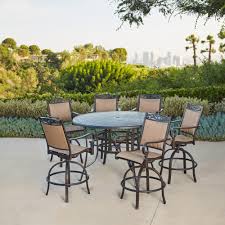 Deluxe bar table adds chic appeal to your outdoor bar setting. Royal Garden Tuscan Estate Aluminum Sling 7 Piece Outdoor Bar Height Dining Set Fca80324hs St 1 The Home Depot