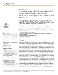 Pdf Accurate And Reproducible Enumeration Of T B And Nk