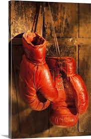 Boxing Gloves Hanging On Rustic Wooden Wall Boxing Gloves Gloves Canvas Print Wall
