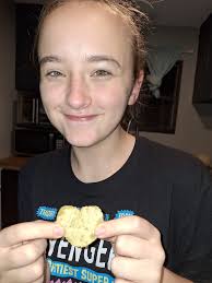 Eating chips and found the perfect heart.