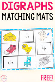 free printable digraph words matching mats for kindergarten