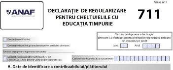 92/2003 privind codul de procedura fiscala din 31 august 2011, monitorul oficial 626/2011 ; Cum Arata Noul Formularul 711 Declaratie De Regularizare Pentru Cheltuielile Cu Educatia Timpurie
