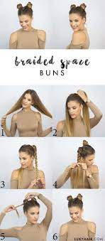 Double Bun Hair Tutorials For A Futuristic Look Stylevilas Com Braided Hairstyles Easy Medium Hair Styles Girls School Hairstyles