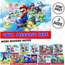 Super mario birthday cake ideas. Super Mario Birthday Cake Topper Rectangle Edible Icing Eur 3 51 Picclick Fr