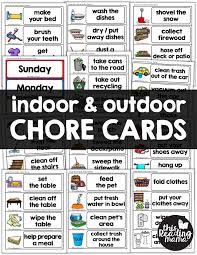 Indoor Outdoor Visual Chore Cards For Kids This Reading Mama Kids Schedule Chore Cards Chore Chart Kids