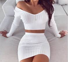 This flexible rattan table and chair set can be easily moved to suit any setting. 2 Piece Set Women Knitted Suit Long Sleeve Shoulder Two Piece Set Crop Top And Skirt V Neck Female Outfits Ladies Party Dress Buy 2 Piece Set Women Knitted Suit Long