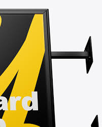 This one features a glued poster to the wall with creases. Square Signboard Wall Mounted Mockup In Outdoor Advertising Mockups On Yellow Images Object Mockups