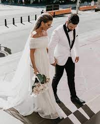 Georgia Young Couture On Instagram Real Bride Hayleygen Wearing Our Quince Gown With Customised Sculpture Australian Wedding Dress Designers Bride Gowns