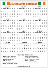 2021 Calendar With Ireland Public Holidays In 2021 Printable Calendar Design Holiday Calendar Printable 2021 Calendar